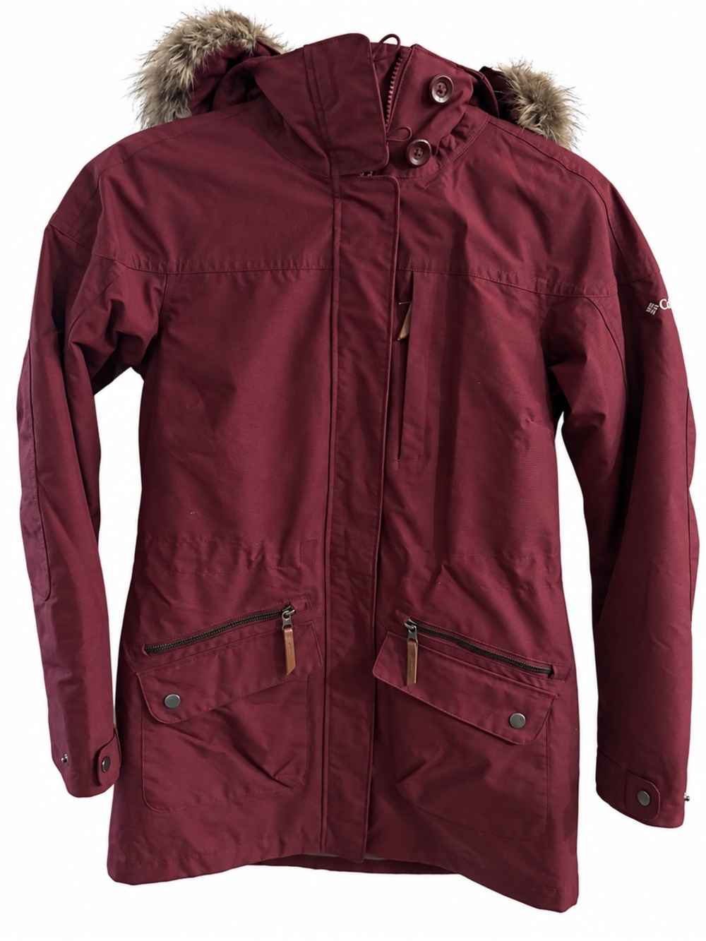 Columbia Interchange Omni-Heat Burgundy Faux Fur Hooded Parka Women’s Small